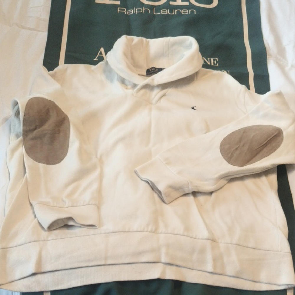 Ralph Lauren Cream Sweater with Brown Elbow Patches
